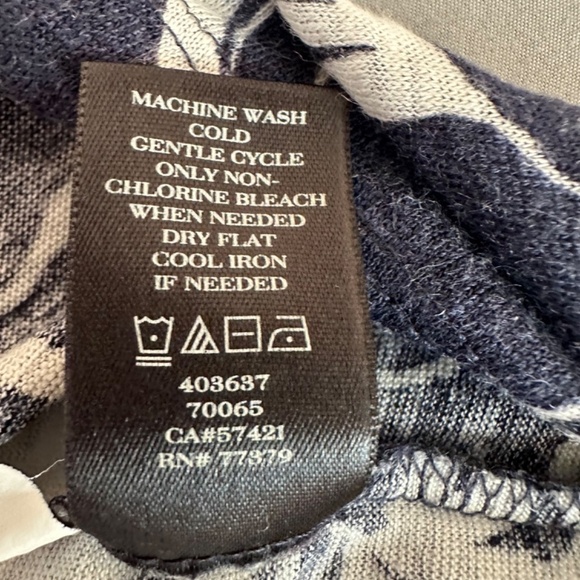 Ann Taylor Top Linen Womens L Large Short Sleeve Floral Summer Coastal Beach - Picture 9 of 11